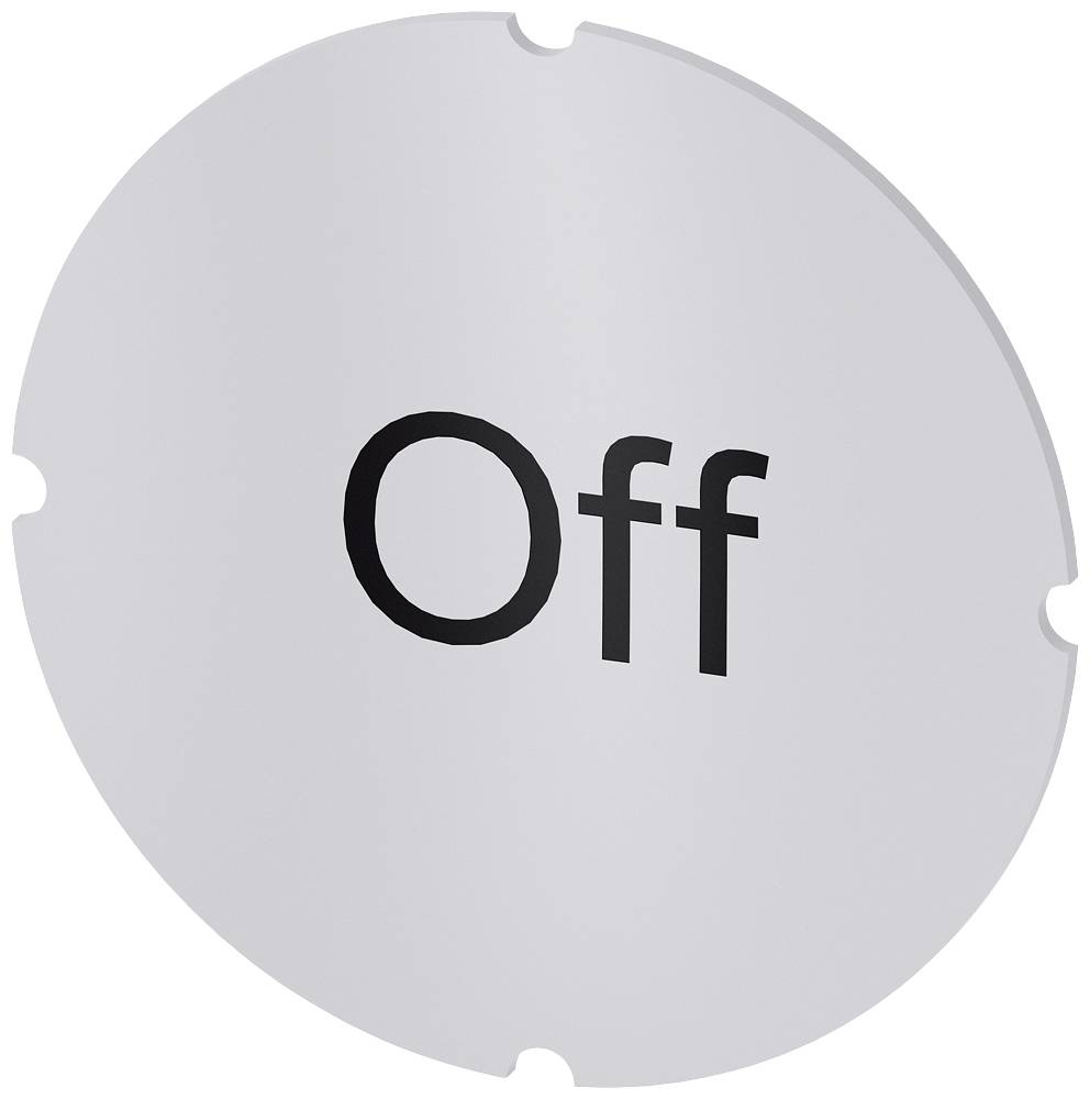 Beschriftung 'Off' auf grauem, kreisförmigem Hintergrund. Indikator für ausgeschalteten Zustand.