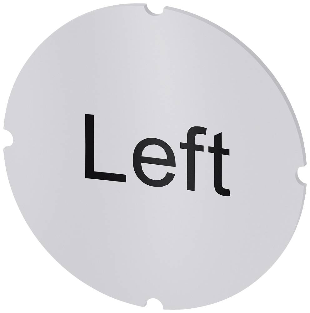 Der runde, silberne Schild zeigt in schwarzer Schrift das Wort 'Left', was auf eine linke Richtung hinweist.
