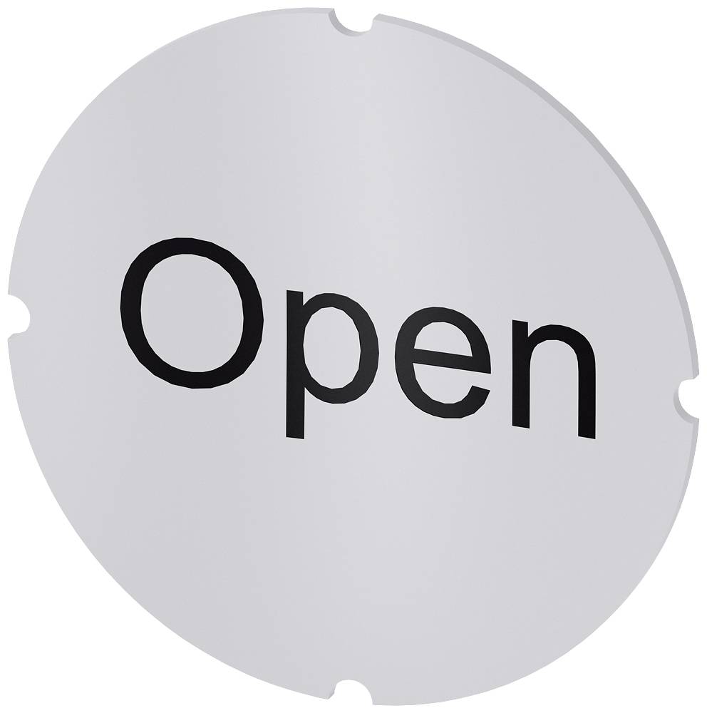 Rundes Schild mit der Aufschrift 'Open', das anzeigt, dass etwas geöffnet ist.