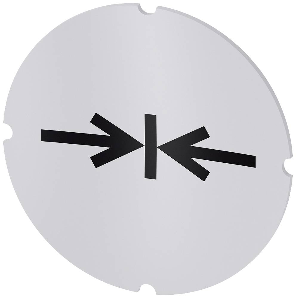 Symbol für Quetschgefahr: Zwei gegenüberliegende Pfeile, die auf einen vertikalen Strich zeigen.
