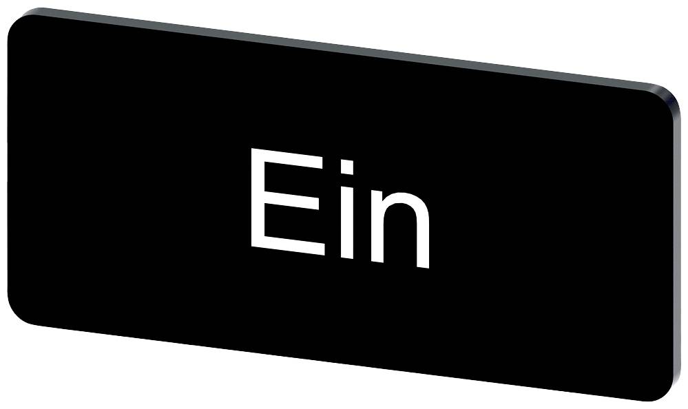 Beschriftetes Schild mit dem Wort 'Ein', schwarze Oberfläche mit weißem Text.