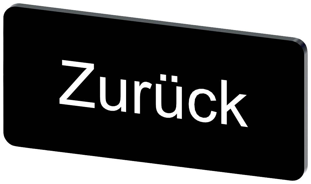 Ein schwarzes Schild mit der weißen Aufschrift 'Zurück'.