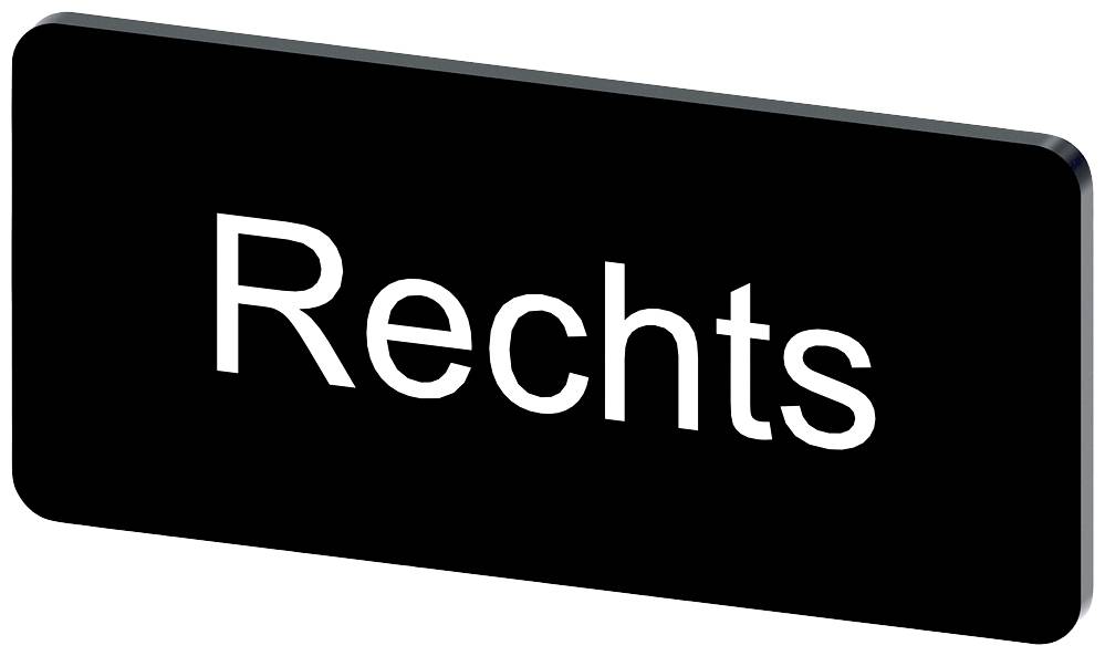 Schwarzes Schild mit weißem Text 'Rechts', was die Richtung anzeigt.