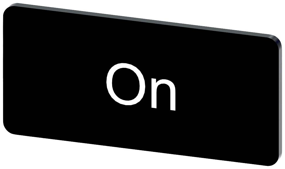 Schwarzer Knopf mit weißem Text 'On', zeigt an, dass ein Gerät eingeschaltet ist.