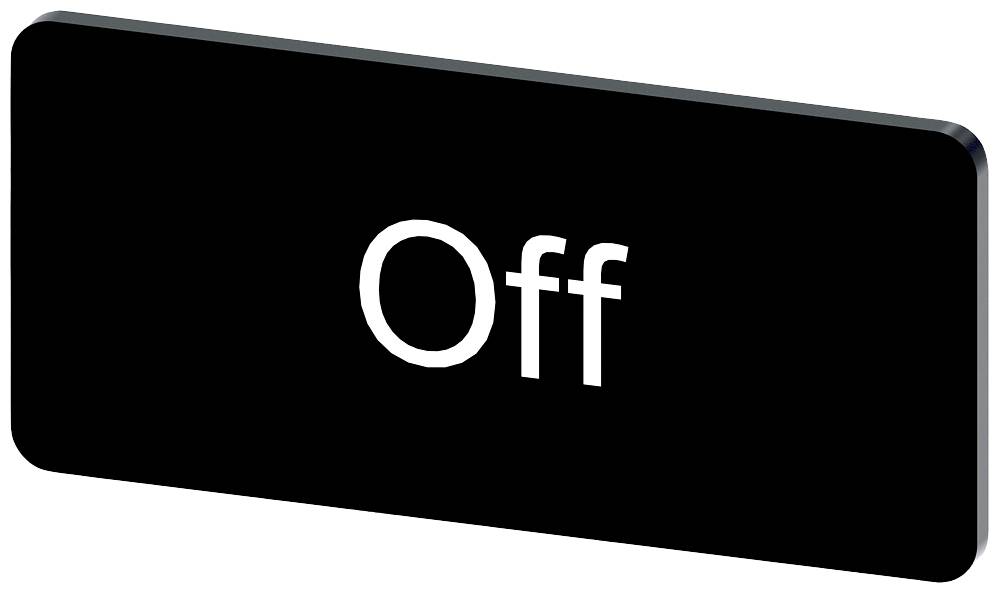 Rechteckiger schwarzer Knopf mit weißem Text 'Off', symbolisiert ausgeschalteten Zustand.