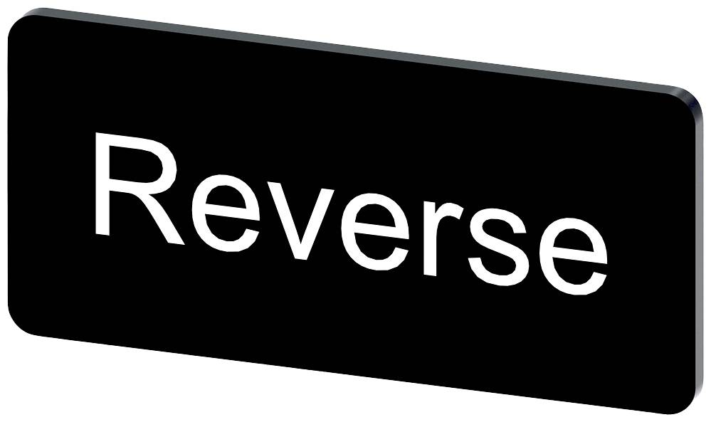 Schwarzes Schild mit weißem Text 'Reverse'.