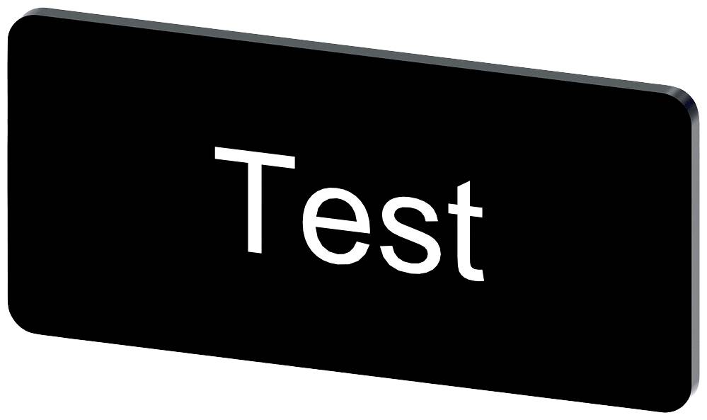 Schwarzes Rechteck mit weißem Text 'Test' in der Mitte.