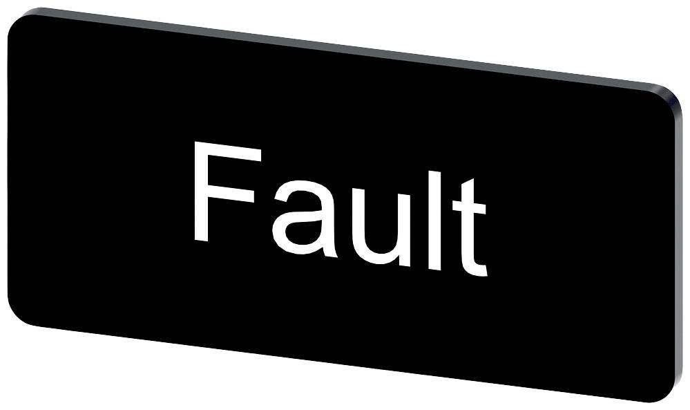 Das Bild zeigt ein schwarzes Schild mit weißem Text 'Fault', was auf einen Fehler oder eine Störung hinweist.