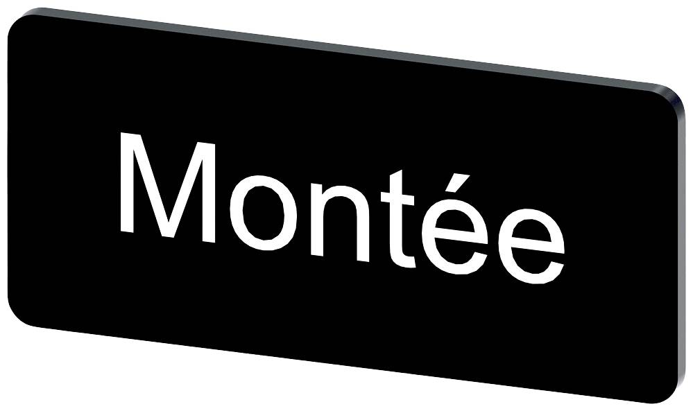 Schwarzes rechteckiges Schild mit weißer Aufschrift 'Montée', was auf eine Steigung hinweist.