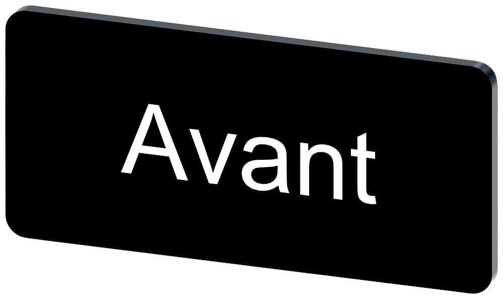 Das Bild zeigt ein rechteckiges Schild mit schwarzem Hintergrund und dem weißen Text 'Avant'.