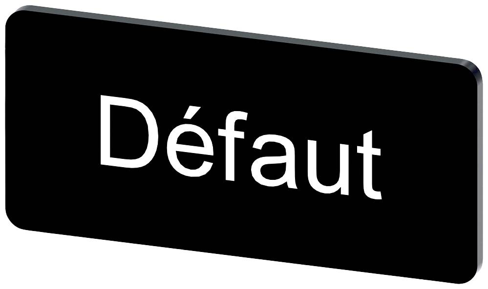 Schwarzes Schild mit weißem Text 'Défaut', zeigt fehlende Einstellung oder Standardwert an.