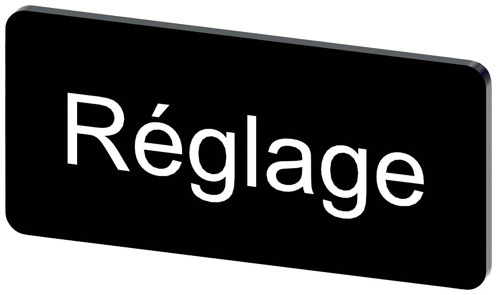 Ein schwarzes Schild mit der weißen Aufschrift 'Réglage', was im Deutschen 'Einstellungen' bedeutet.