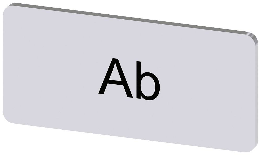 Beschrifteter Tab mit 'Ab' auf grauem Hintergrund, dargestellt als reales physisches Objekt.