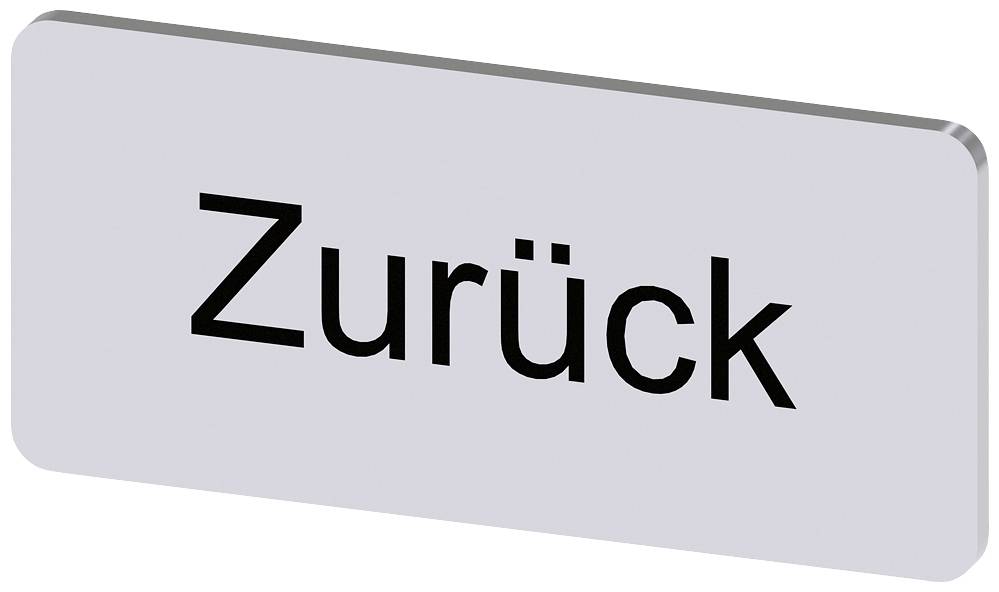 Ein rechteckiges Schild mit der Aufschrift 'Zurück' in schwarzer Schrift auf grauem Hintergrund. Indikator für Rückkehr oder Navigation.