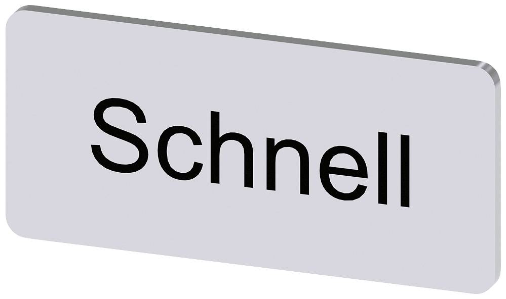Ein Schild mit dem Wort 'Schnell' in schwarzer Schrift auf grauem Hintergrund.