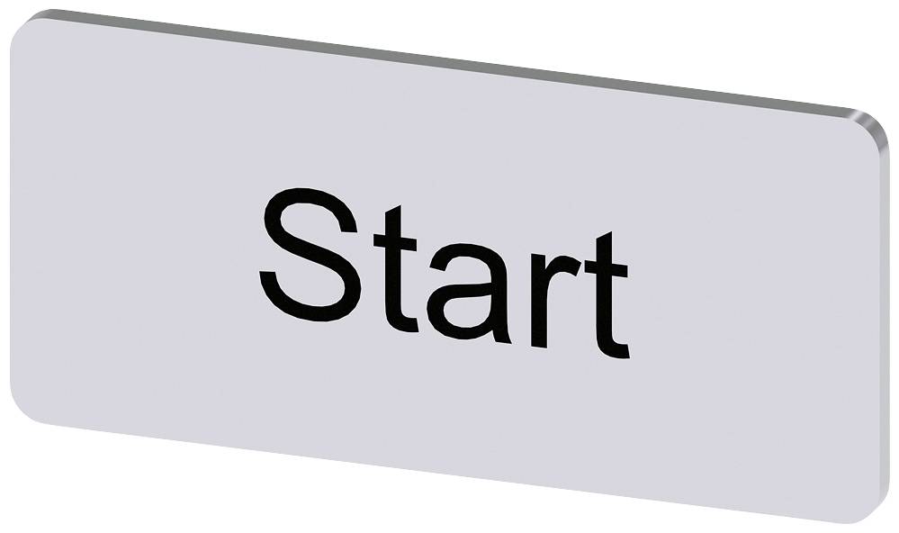 Rechteckiger Knopf mit der Aufschrift 'Start' in schwarz auf grauem Hintergrund.