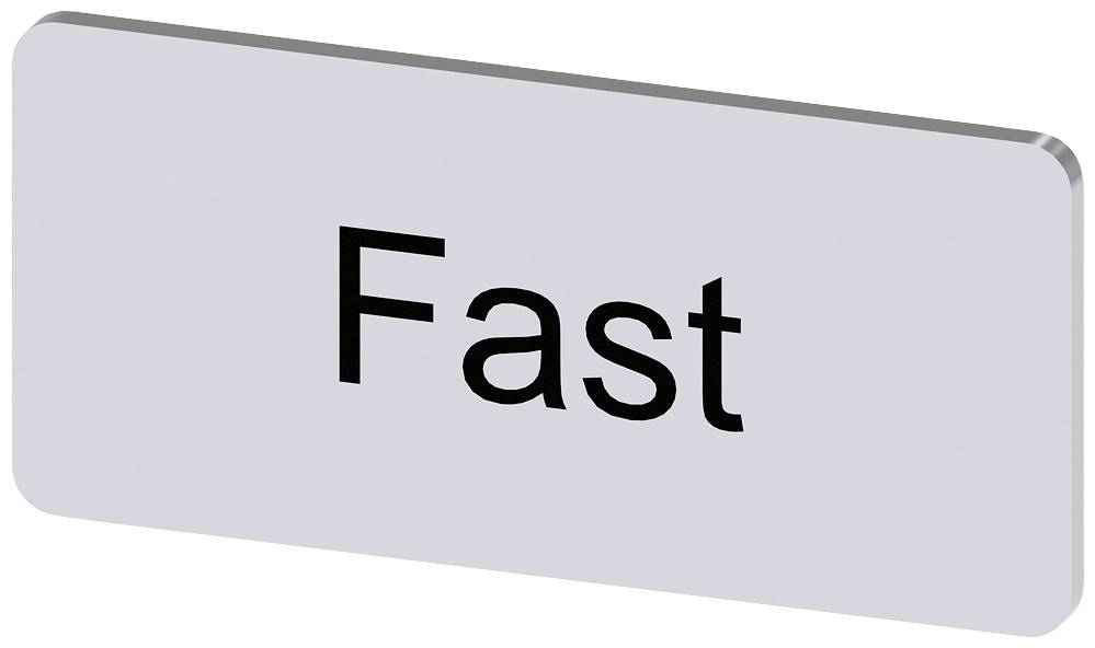 Rechteckiges Schild mit der Aufschrift 'Fast' in schwarzer Schrift auf weißem Hintergrund.