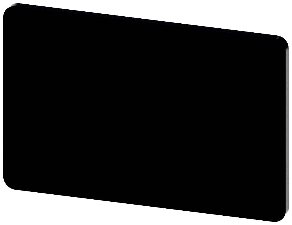 Eine schwarze, rechteckige, glatte, flache Platte im Querformat vor einem weißen Hintergrund.