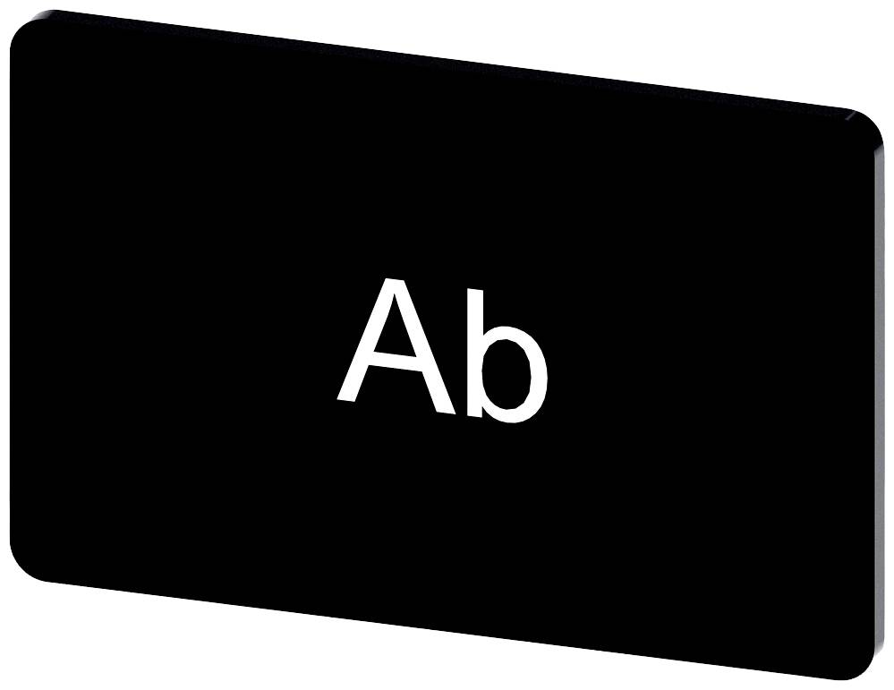 Schwarzes Rechteck mit weißem Text 'Ab' in der Mitte.