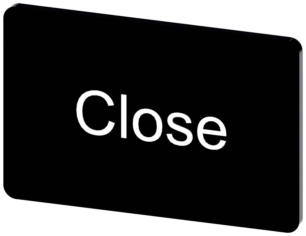 Eine schwarze Taste mit weißem Text 'Close', die eine Schließen-Funktion anzeigt.