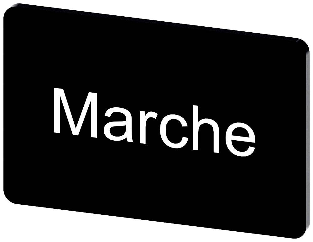 Schild mit dem Text 'Marche' auf schwarzem Hintergrund.