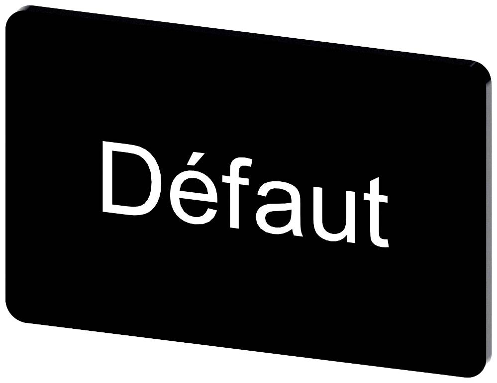 Das Bild zeigt ein rechteckiges, schwarzes Schild mit dem weißen Schriftzug 'Défaut'.
