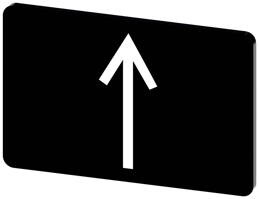 Ein schwarzes Schild mit einem weißen Pfeil, der nach oben zeigt.