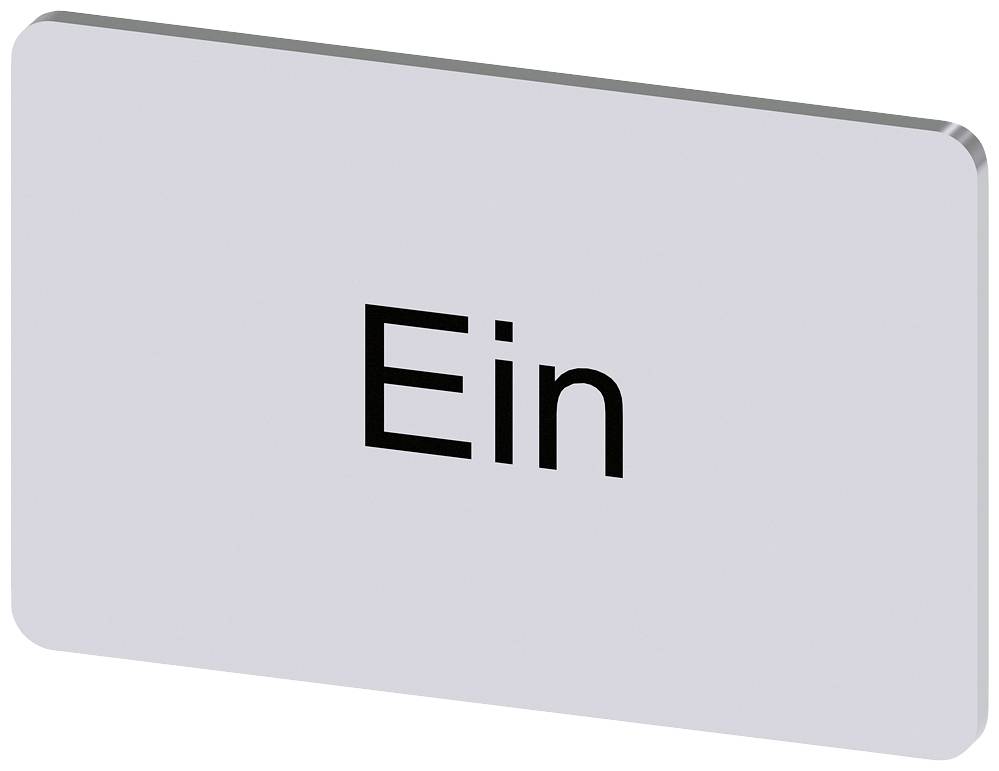 Rechteckige Taste mit dem Wort 'Ein' darauf, wahrscheinlich ein Schalter zum Einschalten eines Geräts.