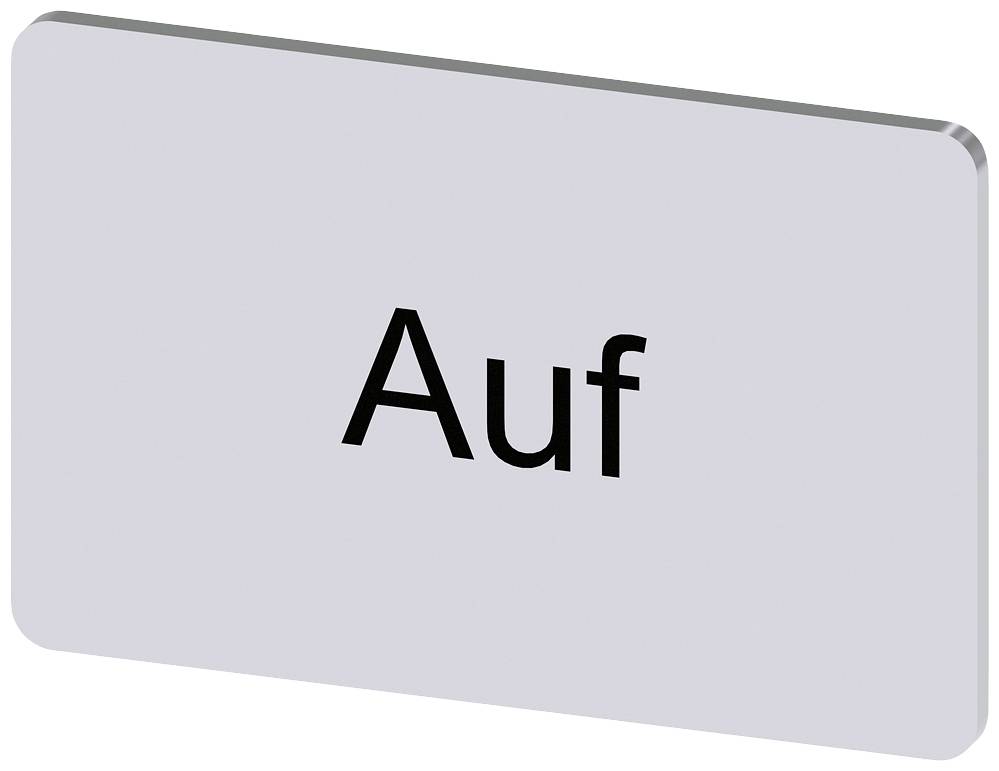 Eine rechteckige Tafel mit der Aufschrift 'Auf' in schwarzer Schrift auf grauem Hintergrund.