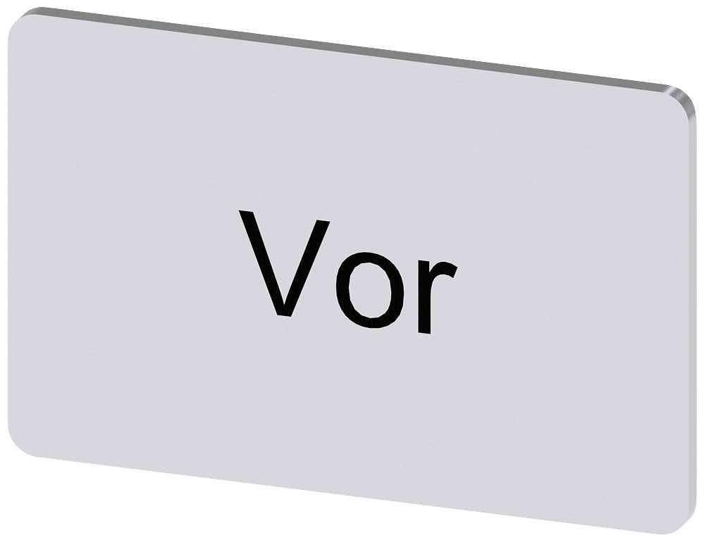 Das Bild zeigt ein rechteckiges Schild mit der Aufschrift 'Vor'.