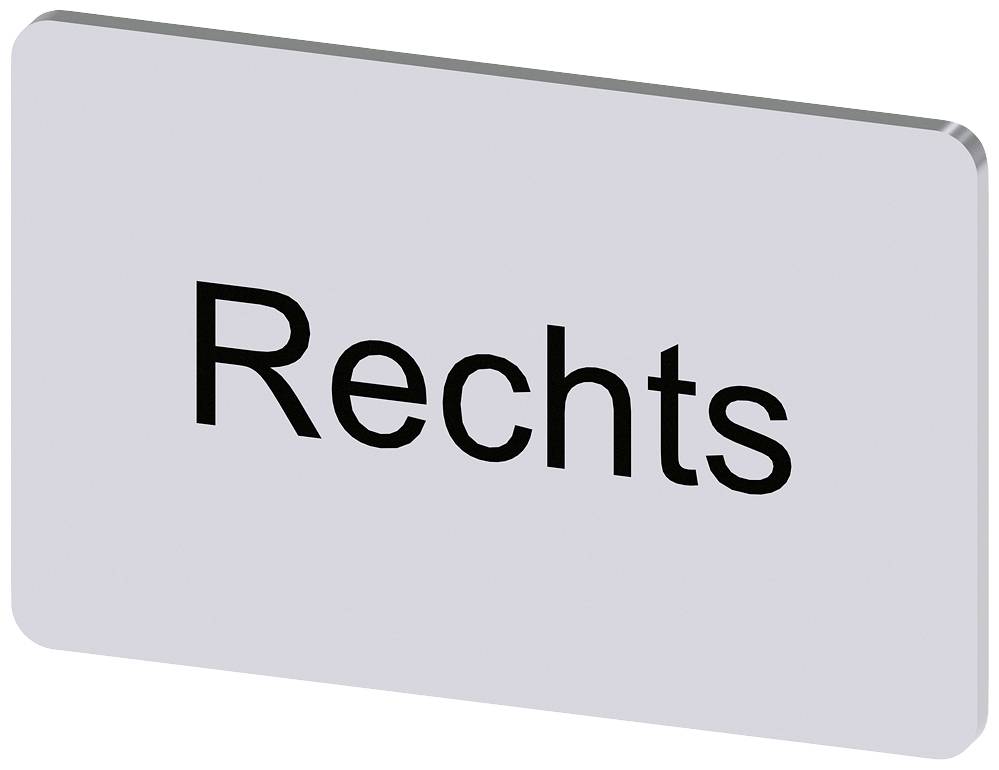 Schild mit schwarzem Text 'Rechts' auf grauem Hintergrund, weist Richtung oder Weg nach rechts.