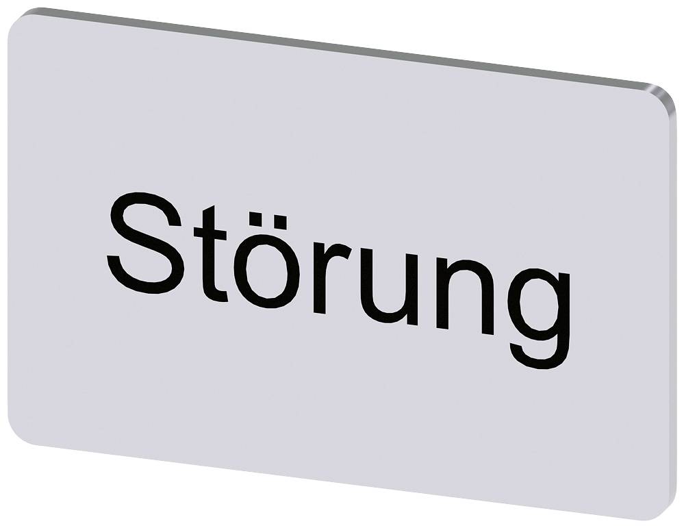 Ein rechteckiges Schild mit der Aufschrift 'Störung' in schwarzer Schrift auf grauem Hintergrund.