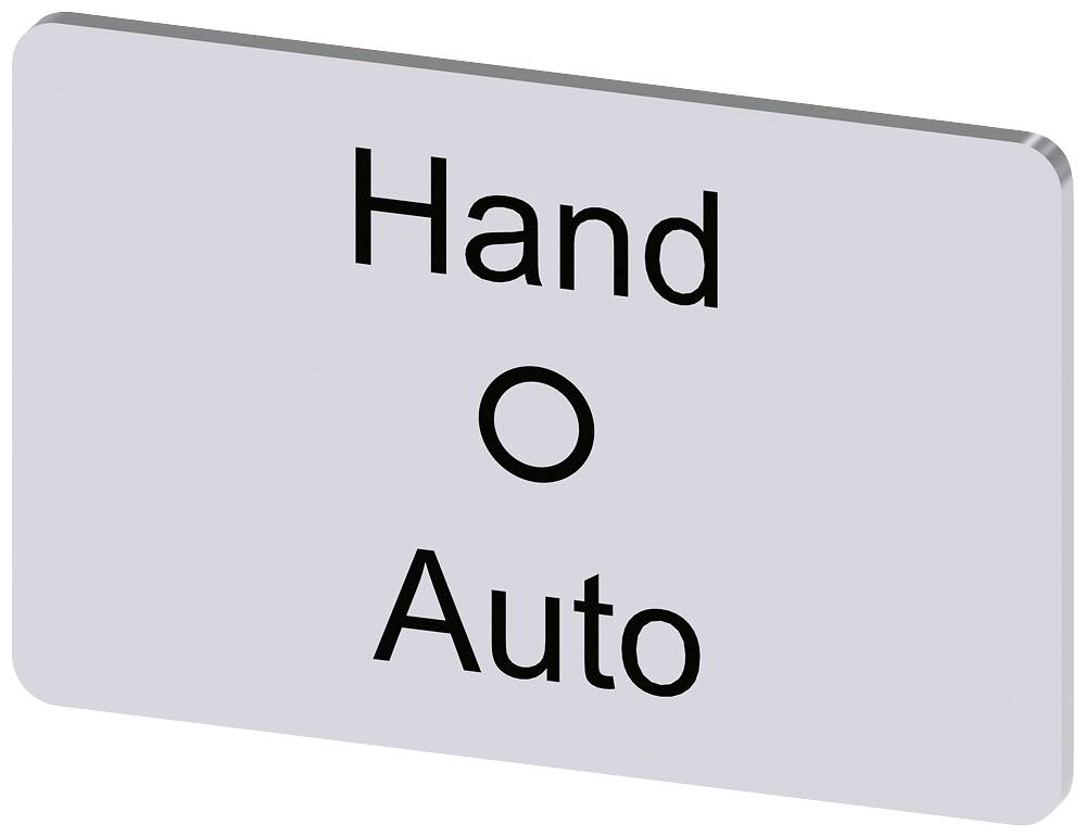 Eine rechteckige Tafel mit den Worten 'Hand', 'O', 'Auto' untereinander.
