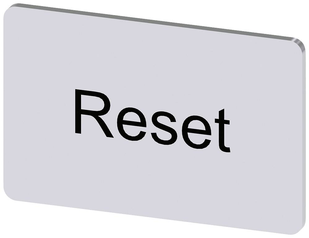 Die Abbildung zeigt eine rechteckige Schaltfläche mit der Aufschrift 'Reset' in schwarzem Text auf grauem Hintergrund.