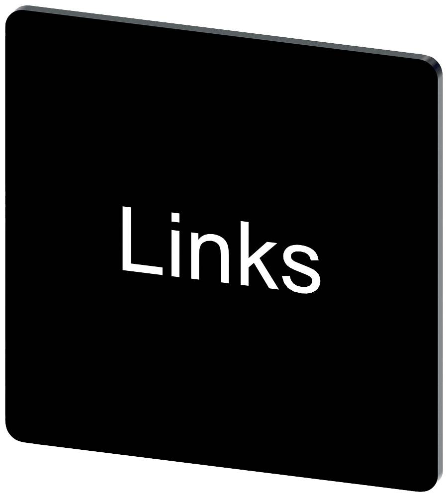 Schwarzes quadratisches Schild mit weißem Text 'Links' in der Mitte.
