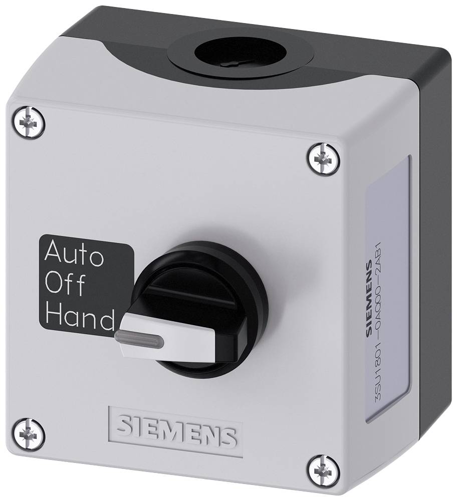 Schalter mit drei Positionen: 'Auto', 'Off', 'Hand'. Herstellermarke sichtbar. Verwenden zur Steuerung elektrischer Geräte.