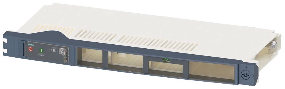 Eine flache, quadratische elektronische Baugruppe in einem Gehäuse. Sie hat mehrere Steckplätze und Schalter an der Vorderseite.