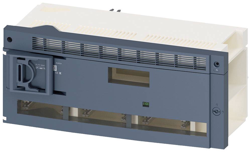 Ein elektrisches Schaltgerät mit grauem Gehäuse und mehreren Steckplätzen für Anschlüsse. Geeignet zur Steuerung elektrischer Systeme.