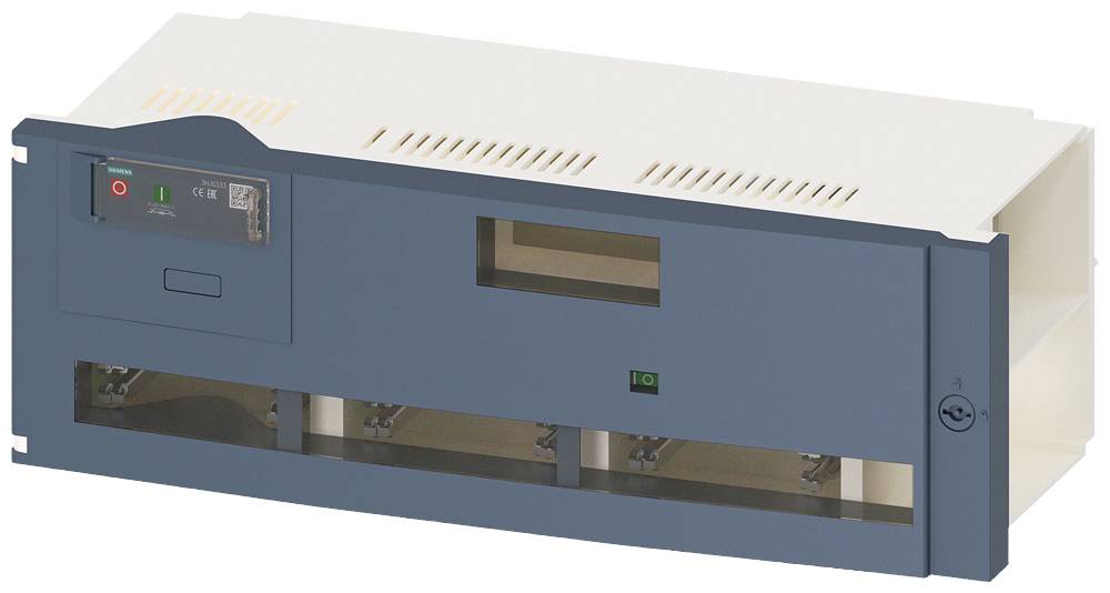 Metallisches Gehäuse für elektronische Komponenten, mit Lüftungsschlitzen und einem Bedienfeld mit Schalter und Display.