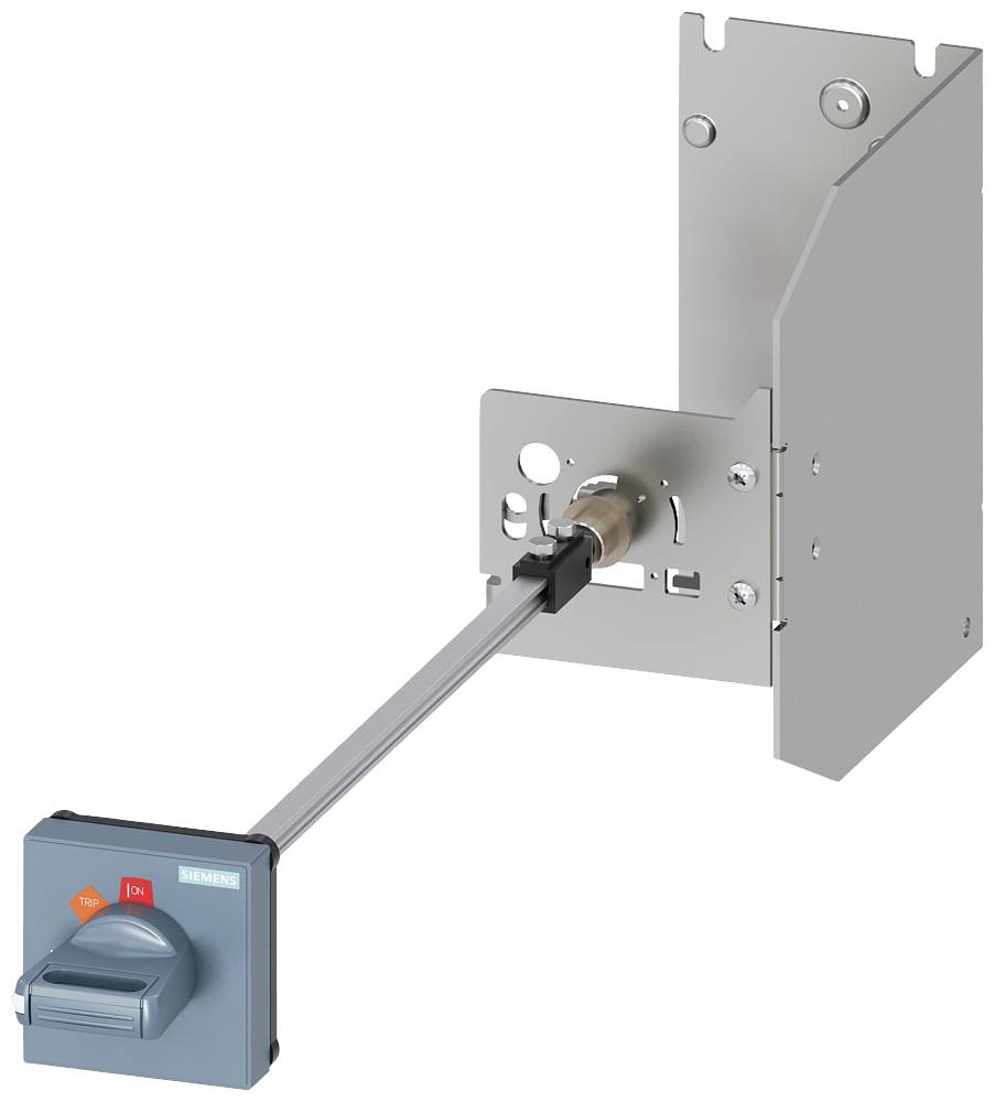 Ein Schaltermechanismus mit einem Hebelarm und Metallhalterung. Der Schalter hat eine rote und graue Oberfläche.
