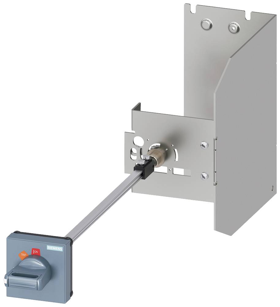 Metallschutzeinrichtung mit Drehgriffmechanismus und Halterung, ideal für industrielle Schaltanlagen zur sicheren Bedienung und Schutz.