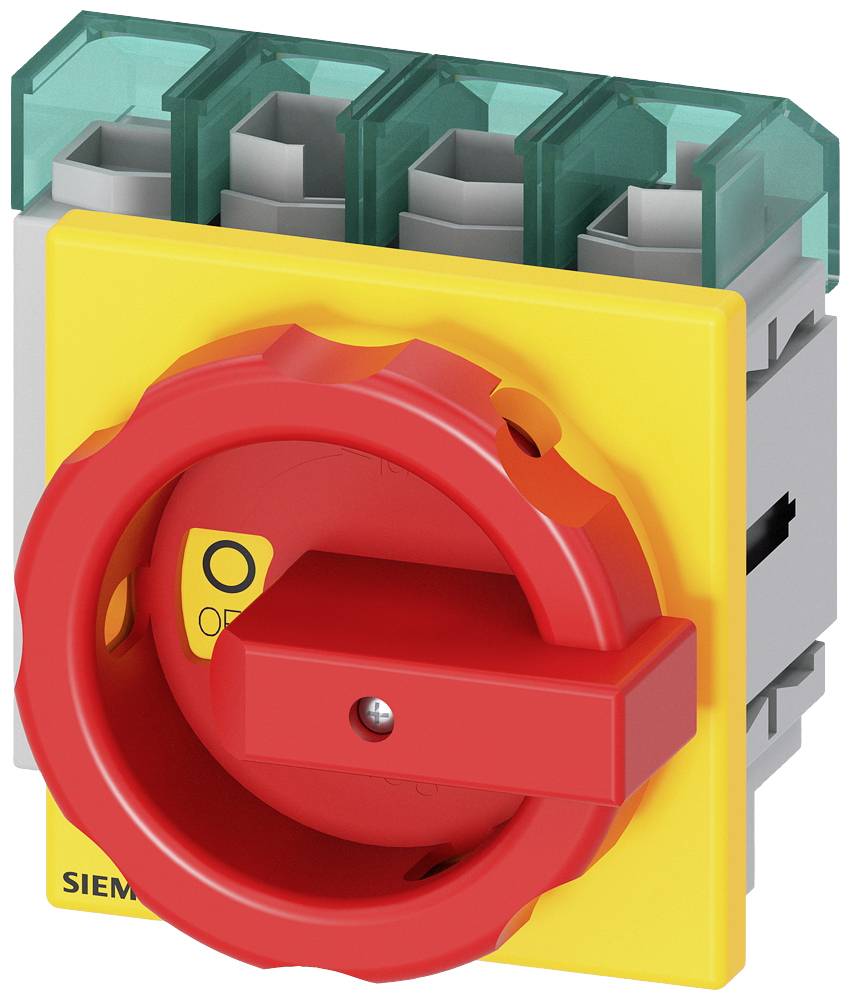 Drehschalter in Rot-Gelb, markiert mit '0' und 'ON'. Verwendet zum manuellen Einschalten bzw. Ausschalten elektrischer Geräte.