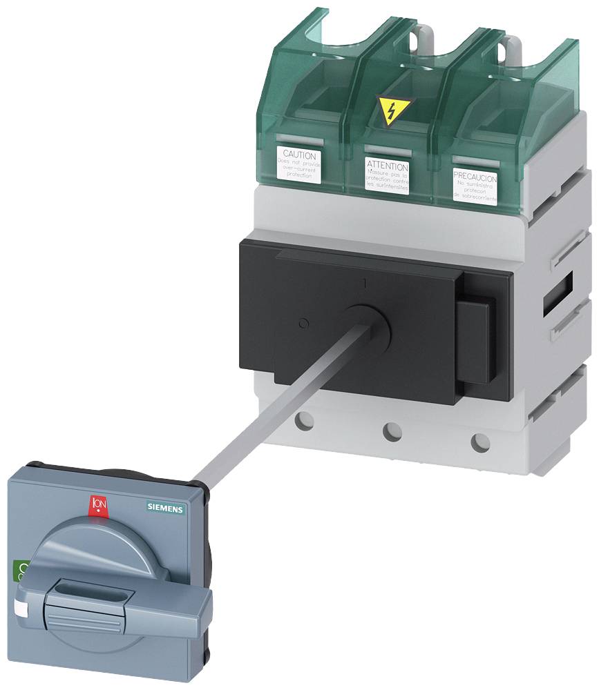 Automatischer Lasttrennschalter mit grünem Gehäuse und Siemens-Logo, dient zur sicheren Trennung elektrischer Kreisläufe.