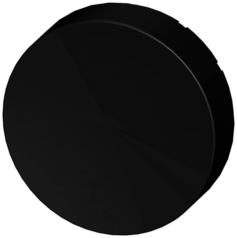 Schwarze, kreisförmige Scheibe mit glatter Oberfläche und lichtabsorbierenden Eigenschaften.