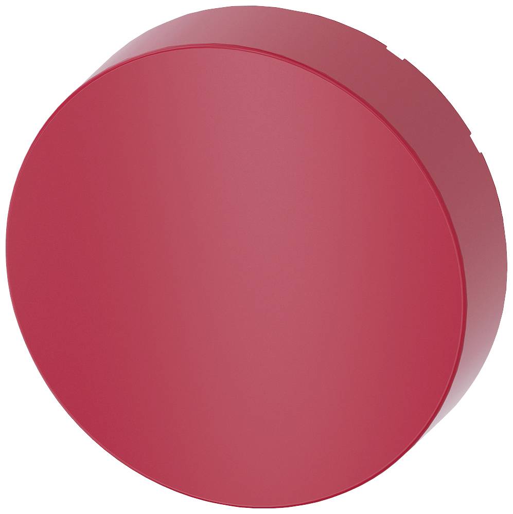 Ein großer, roter, zylinderförmiger Knopf mit glatter Oberfläche.