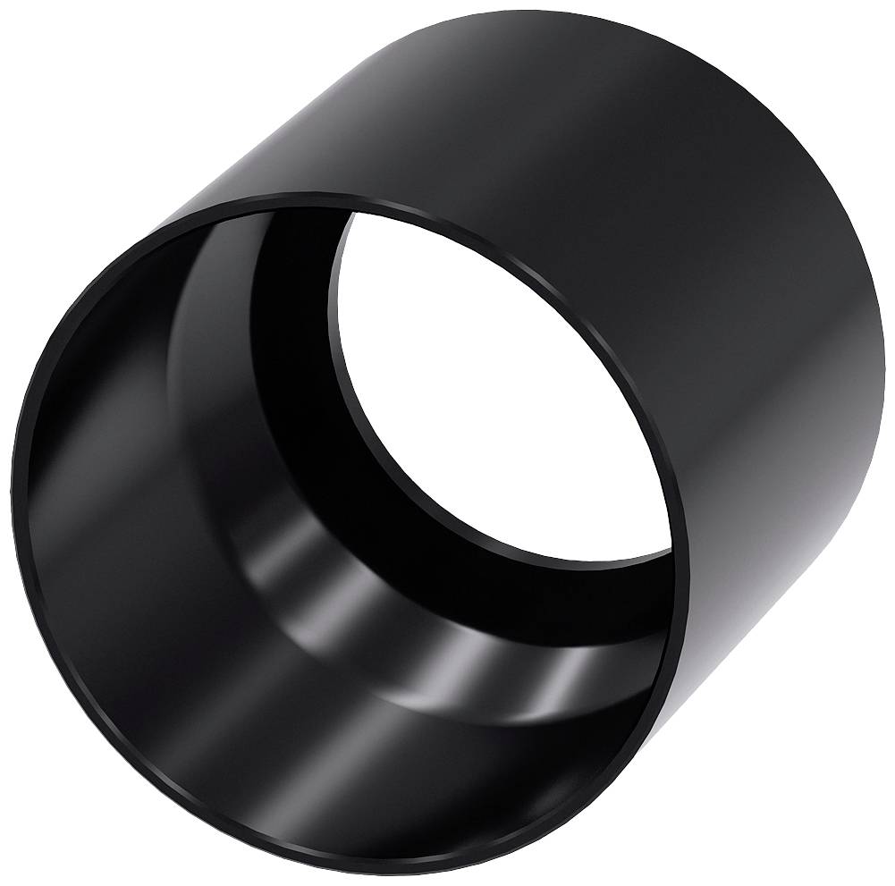 Schwarzes, zylinderförmiges Rohr, leicht schräg dargestellt, vermutlich aus Metall, mit glatter Oberfläche.
