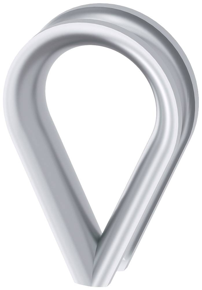 Metallisches Seilauge in Tropfenform, das zur Verstärkung und Schutz von Seilschlaufen eingesetzt wird.