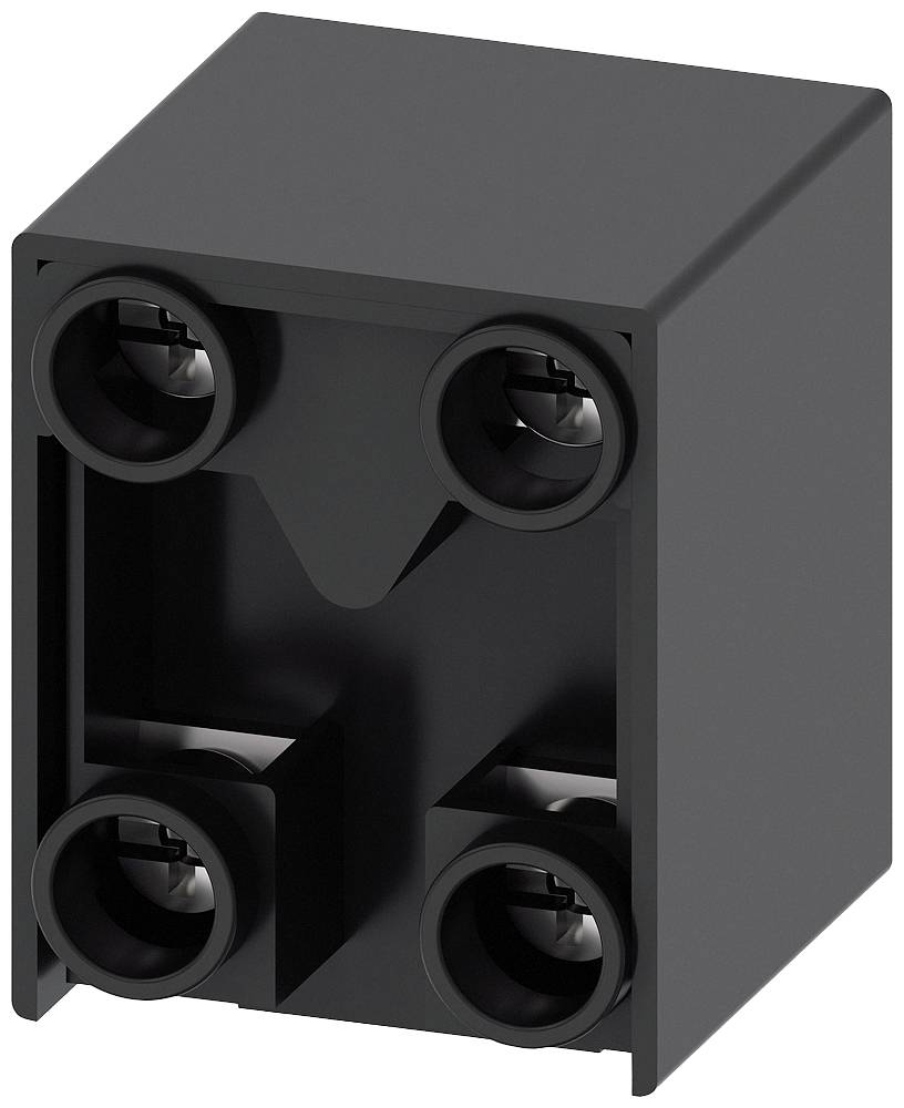 Ein schwarzer Kunststoffblock mit vier runden, vertieft liegenden Öffnungen.