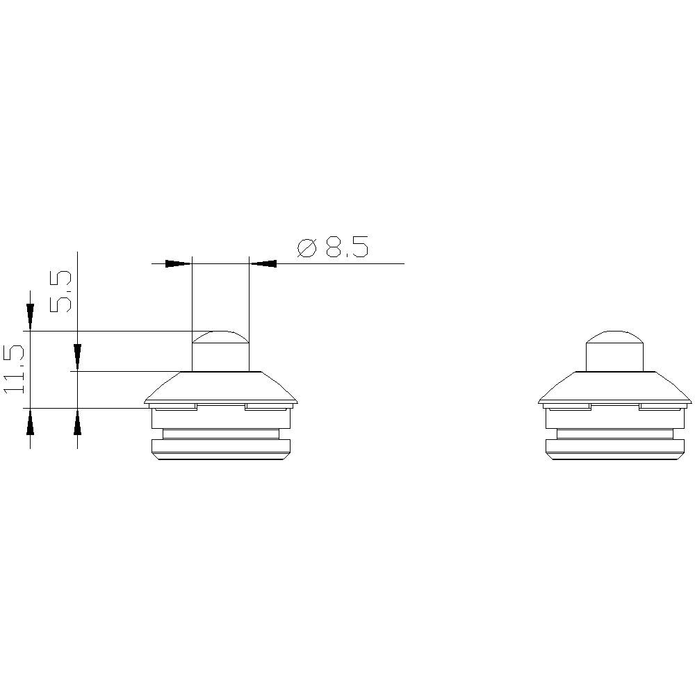 Technische Zeichnung eines runden Dichtungsrings. Maße: Gesamthöhe 11,5 mm, Breite 8,5 mm. Schnittdarstellung links, Seitenansicht rechts.
