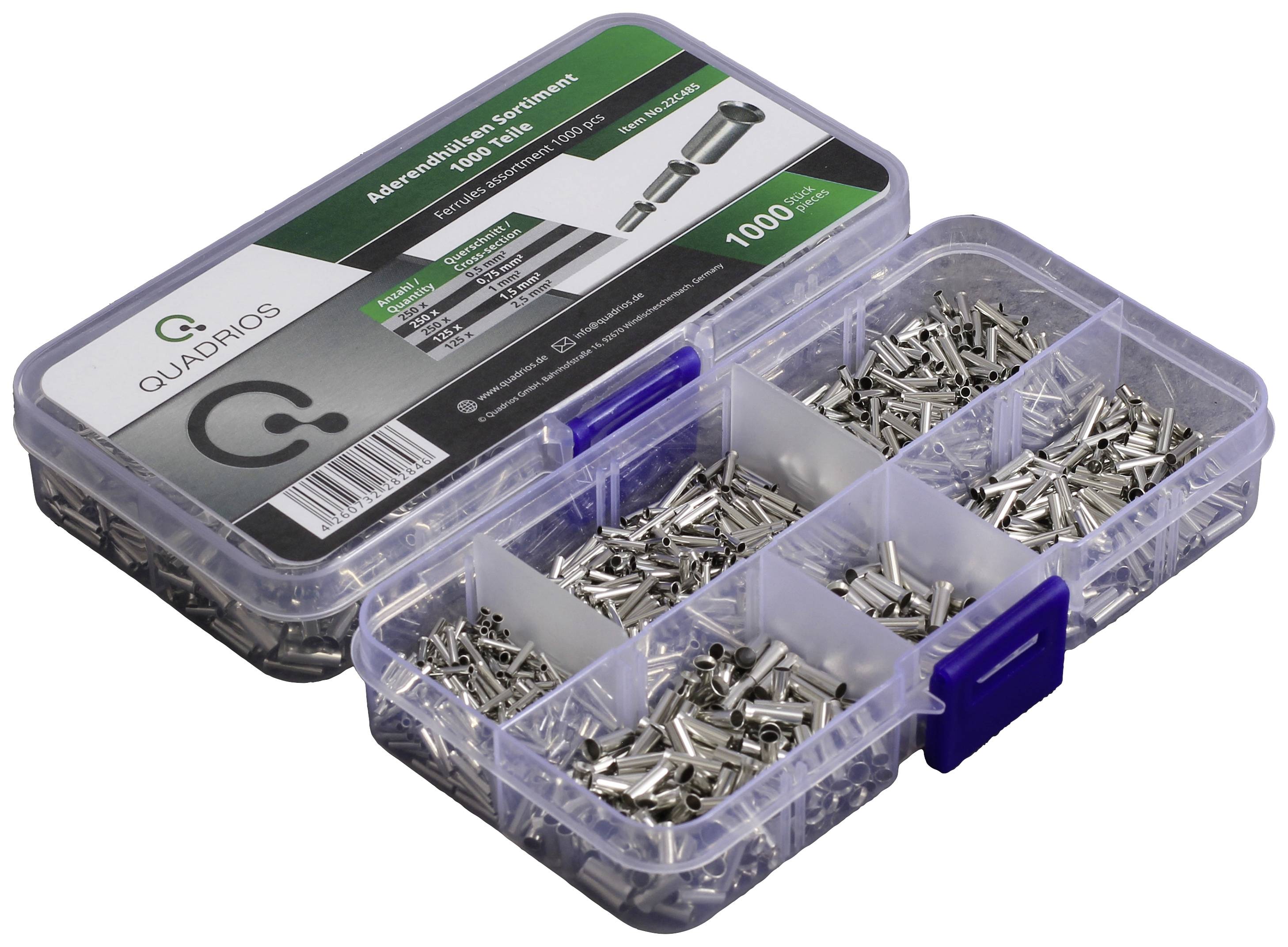 Quadrios 22C485 Aderendhülsen-Sortiment Unisoliert 1000St.